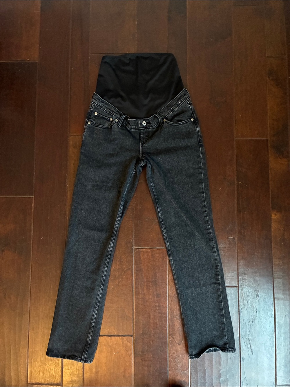 Abercrombie & Fitch Black Maternity Straight-Leg Jeans - Picture 6 of 7